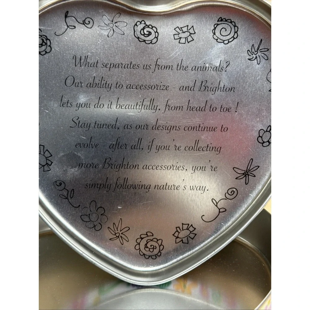Brighton Heart Shaped Multicolor‎ Metal Lined Jewelry Box Floral Design